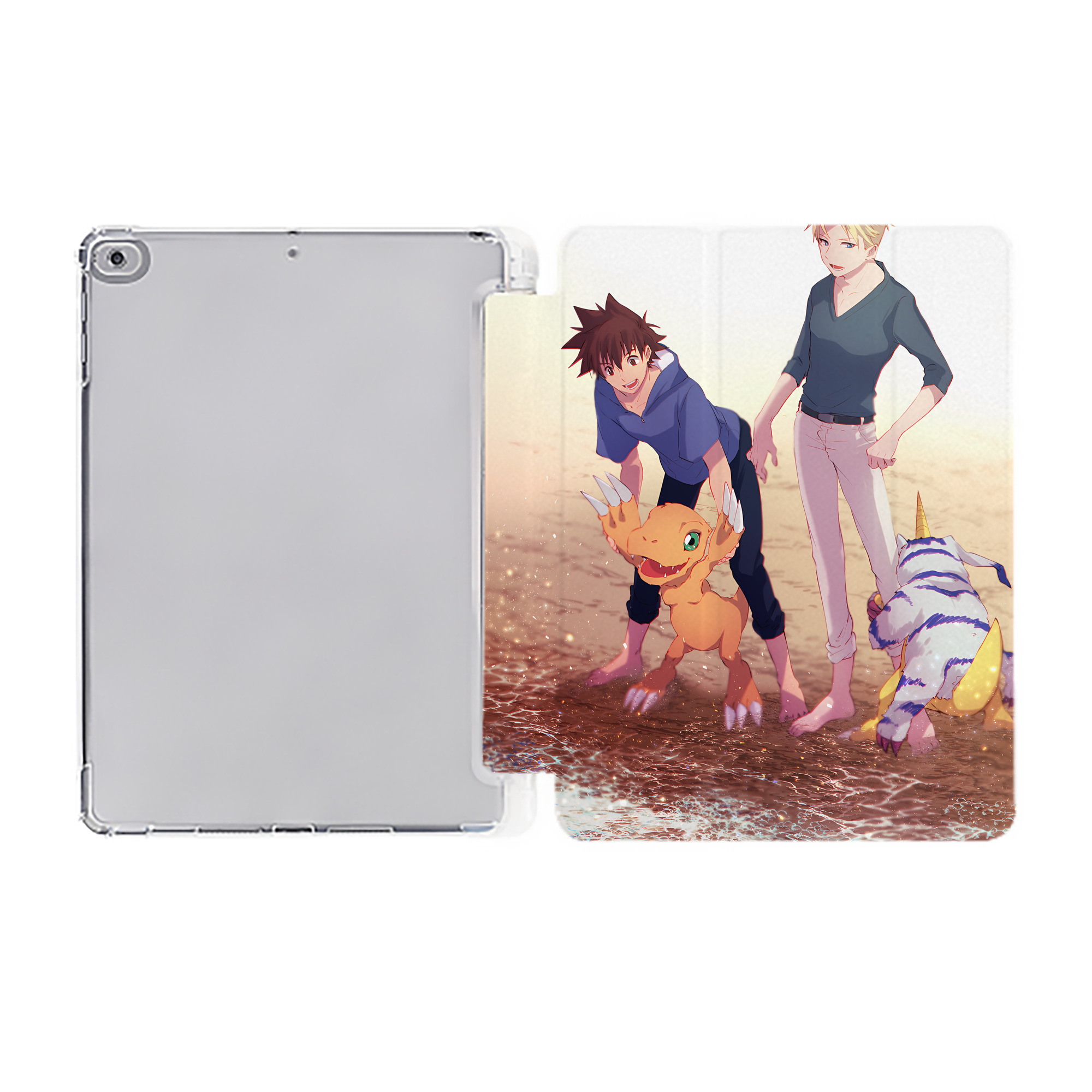 （画像用） Digimon デジタルモンスター/デジモン IPad ケース ペン収納付き 三つ折りスタンド PUレザー×シリコン 対応機種9.5/10.5/10.9インチ